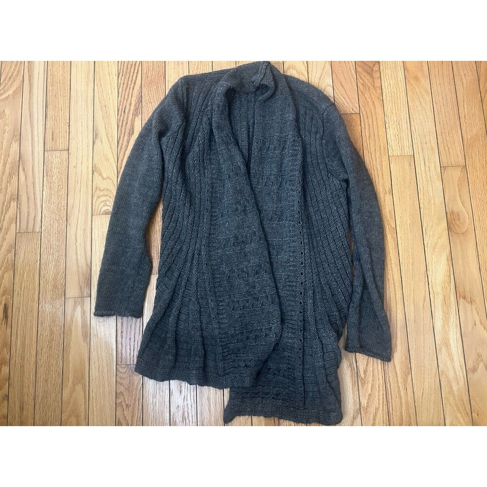 Mary Firenze Sweater Women M Pleated Cardigan Brown /gray Wool Alpaca Italy Made